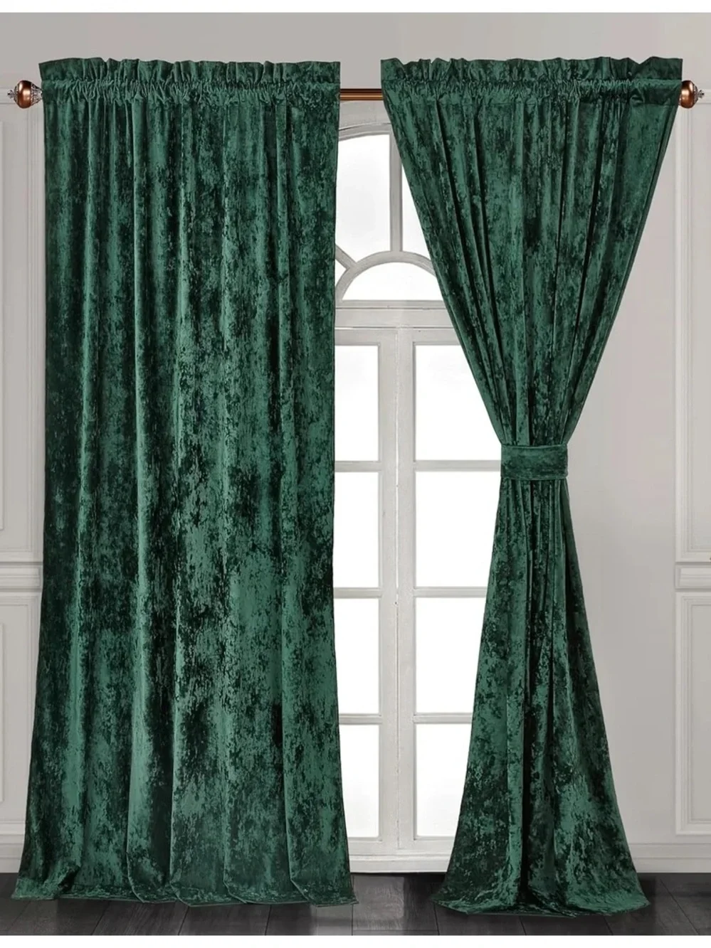 Emerald Green Velvet Curtain Panel set 50x84in